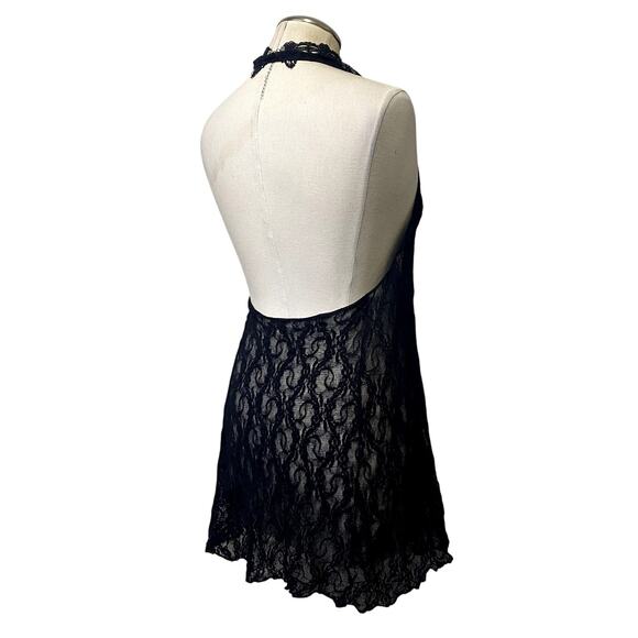 Lace Halter Asymmetrical Mini-Dress Dark Fairy Core Whimsygoth Gothic - Picture 9 of 10